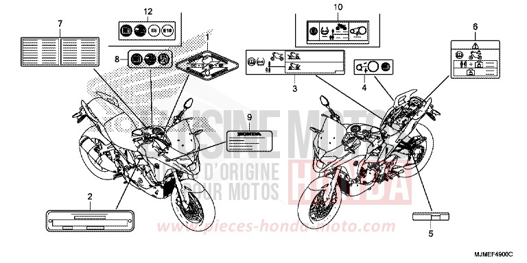 WARNETIKETT von VFR800X "Crossrunner" CANDY PROMINENCE RED (R342) von 2017